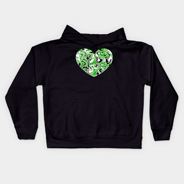 Aromantic Pride Marble Heart Kids Hoodie by nochi